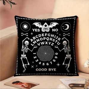 Black and White Ouija Skeleton Geometric Digital Printed Cushion Pillow …‎